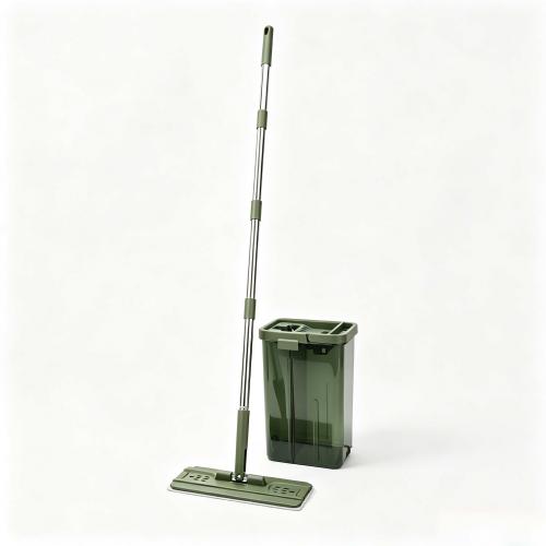 Transparent Flat Mop and Bucket Set with Microfiber Floor Mop for Efficient Home Cleaning